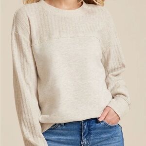 Maurices knit mixer Cream Crew Neck Sweatshirt